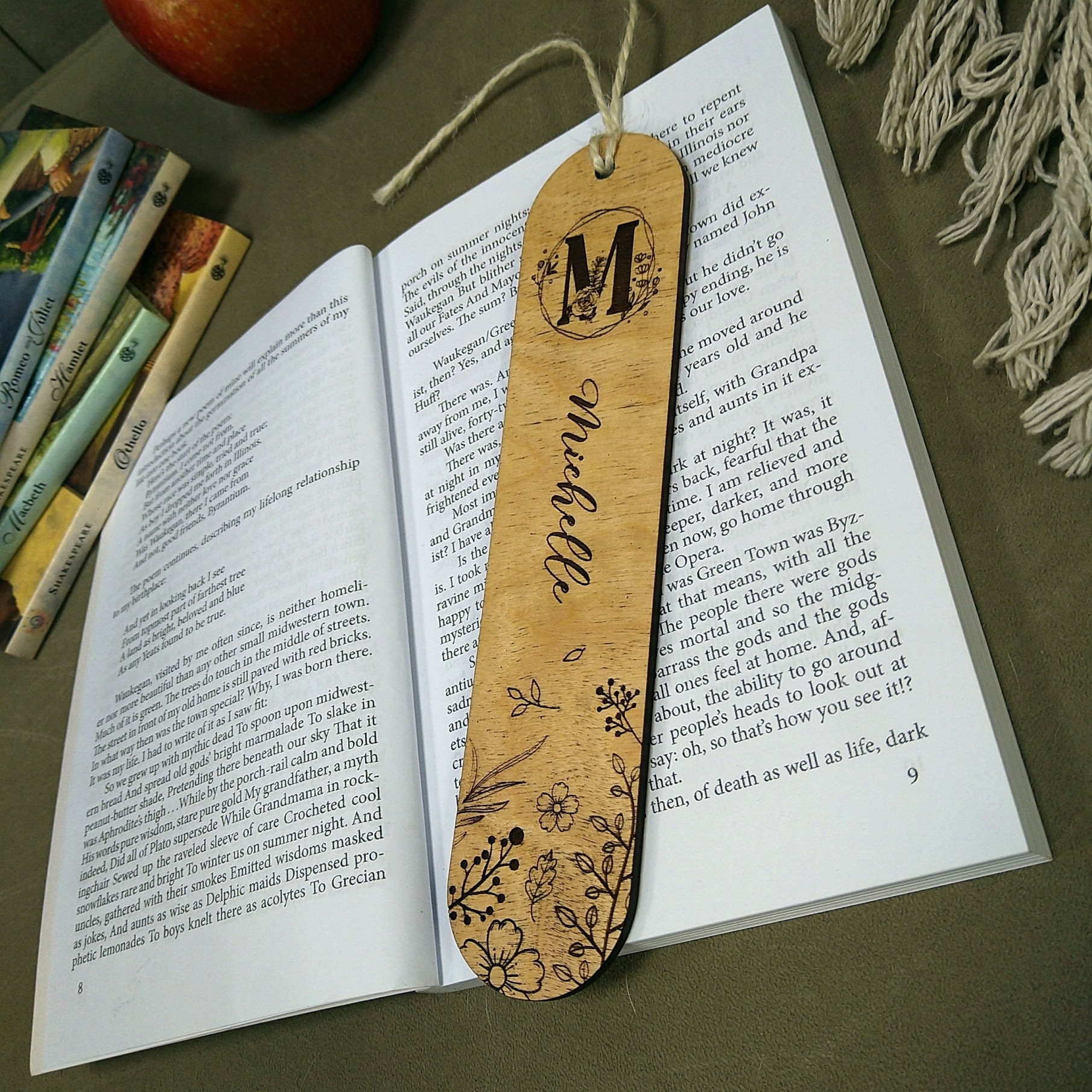 Personalized Wooden Bookmark Custom Engraved Bookmark Gift for Her ...