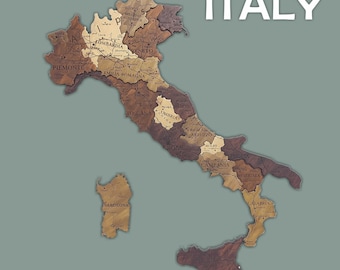 Wooden Italy Travel Map, Mappa Italia, Wall Art Decor, Italy Travel Map, Wall Art Map Of Italy, Office Home Decor