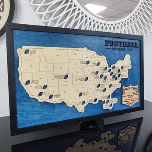 NFL Stadium Travel Map, Football Stadiums Map, Football Stadium Tracker, Personalized gift, Travel Map, Gifts For Men, Wedding Gift Blue