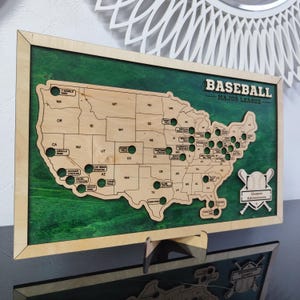 MLB Stadium Map, Baseball stadium map, Pro baseball stadium tracker, Baseball gift, Stadium travel map, Personalized gift, Gift for him