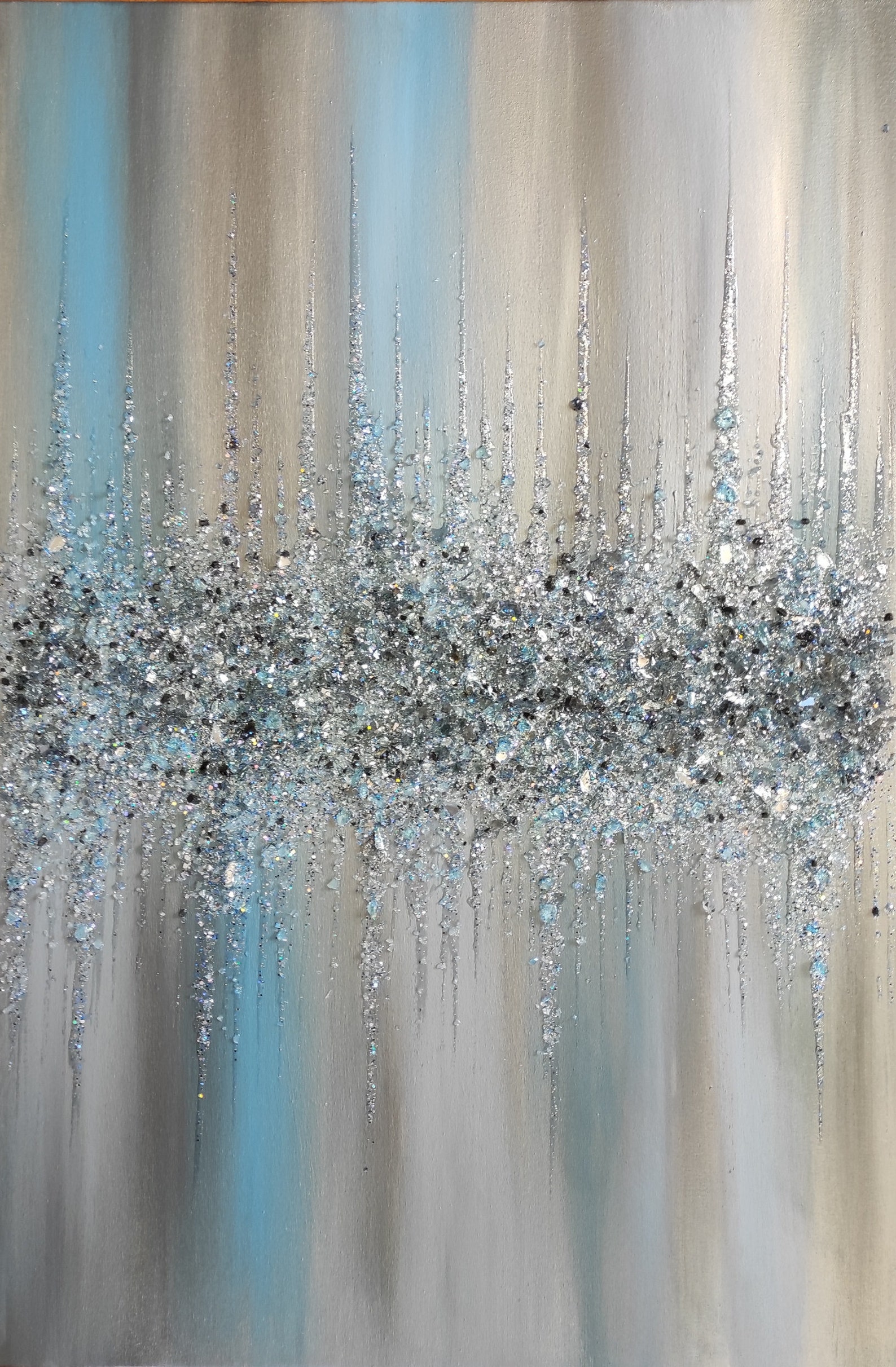 Glitter Glass Painting Glitter Painting Silver Glitter Art Etsy