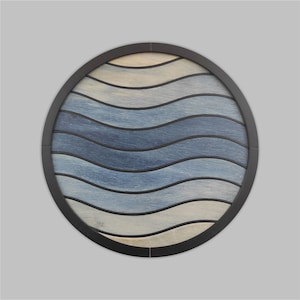 Wood Wall Round Decor, Blue Modern Decor,  Geometric Wood Decor, Wood Wall Hanging, Modern Wall Art