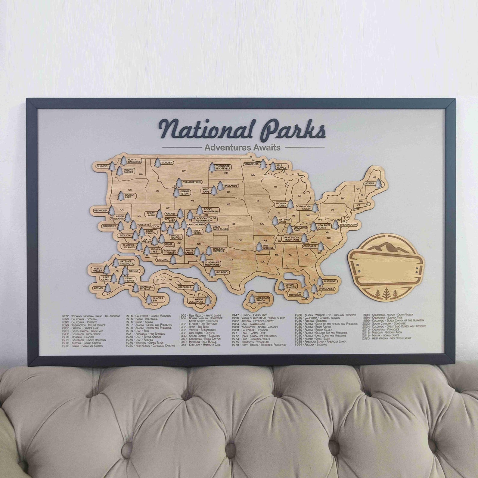 USA National Park Travel Map, Custom National Park Travel Map, National