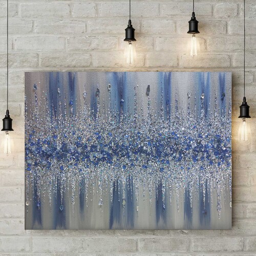 Gold Glitter Glass Painting Silver Glitter Wall Art Black Etsy