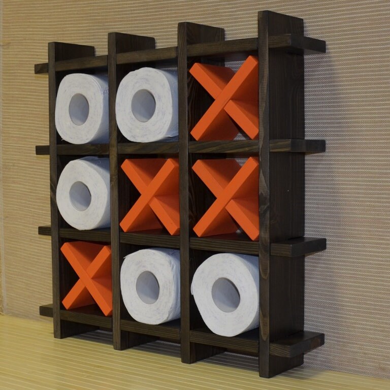 Bathroom Tic Tac Toe Toilet paper holder Toilet paper Tic Etsy