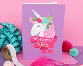 Unicorn birthday / Unicorn card / Girls birthday card / Kids birthday card / Cute unicorn card / Daughter card / Unicorn lover card