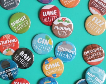 Christmas Badges / Christmas Day Badges / Christmas Pins / Christmas Accessories / Christmas Fancy Dress / Funny Badges