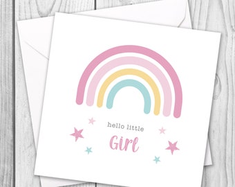 Baby Girl Card / New Baby Girl Card / It's a Girl Card / New Baby Card / Baby Girl / Rainbow Card / New Baby Card / Baby Shower Card