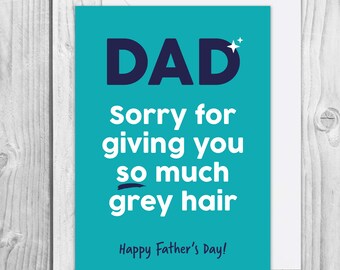 Funny grey hair Father's Day card | Father's Day card for Dad from the kids | Large A5 size | Humour Father's day card | Silly Father's Day