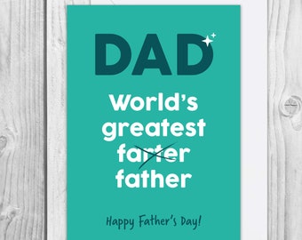 Funny world's Greatest Farter Father | Father's Day card | Fart Father's Day card | Large A5 size | Cheeky Father's Day card