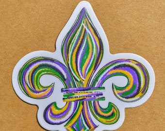 Fleur de Lis Die Cut Vinyl Sticker | Mardi Gras Sticker | New Orleans Sticker | Laptop Sticker| Hydro Flask Sticker/Decal