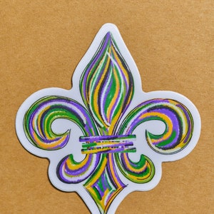 Fleur de Lis Die Cut Vinyl Sticker | Mardi Gras Sticker | New Orleans Sticker | Laptop Sticker| Hydro Flask Sticker/Decal