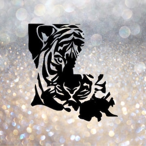 Louisiana Tiger Decal Larger Version- Vinyl Decal,  Laptop Decal, Louisiana Tiger Decal for Car