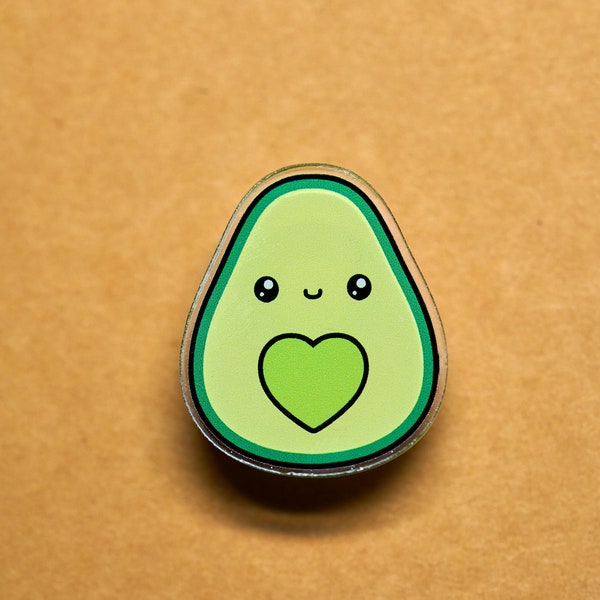 Avocado Acrylic Pin | Avocado Kawaii Pin | Cute Avocado Kawaii