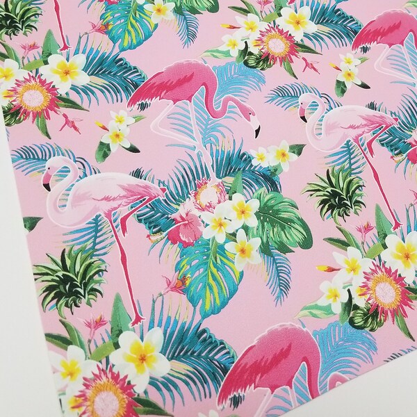 BIG FLORAL FLAMINGO- Pink,flamingo faux leather sheets,8x11,flamingo fabric,flamingo faux leather,flamingo material,flamingo vegan leather