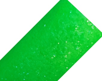 NEON Dk GREEN Chunky w/green BACKING glitter sheet, 8x11 glitter sheet, chunky glitter sheets, glitter fabric sheet, glitter fabric material