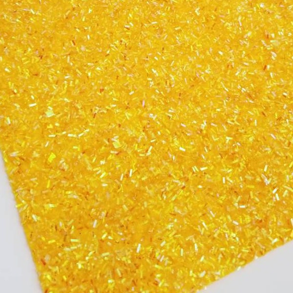 FUZZY YELLOW tinsel material,8x11 glitter sheet, glitter sheets,tinsel fabric sheet,tinsel material,iridescent tinsel sheets