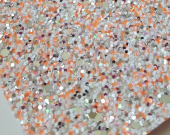 PUMPKIN PATCH glitter canvas sheet,8x11 canvas sheet,glitter sheet, orange silver white,glitter fabric sheet,glitter fabric material