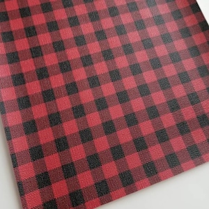 BUFFALO PLAID Red & black faux leather, faux leather sheet, 4x11x 8x9 faux leather, faux leather, vegan leather, faux leather fabric image 1