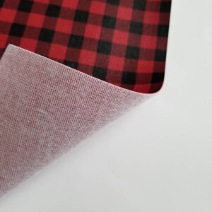 BUFFALO PLAID Red & black faux leather, faux leather sheet, 4x11x 8x9 faux leather, faux leather, vegan leather, faux leather fabric image 4