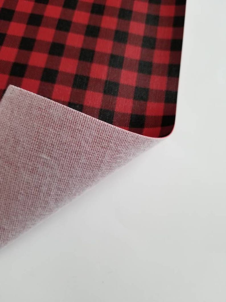 BUFFALO PLAID Red & black faux leather, faux leather sheet, 4x11x 8x9 faux leather, faux leather, vegan leather, faux leather fabric image 4