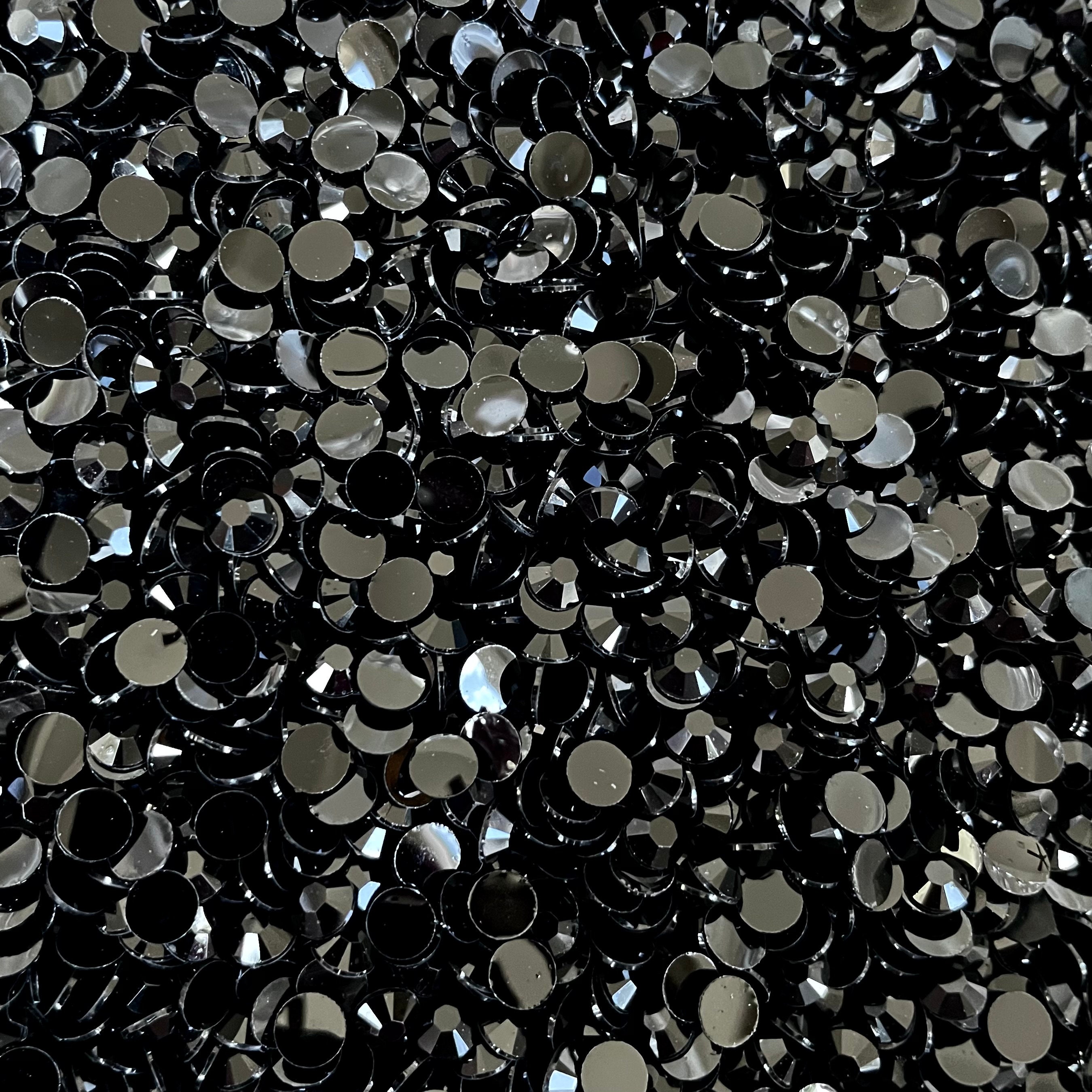 Black RHINESTONES 2mm, 3mm, 4mm, 5mm, 6mm, flat back, ss6, ss10, ss16,  ss20, ss30, bulk, embellishments, faceted, #1232