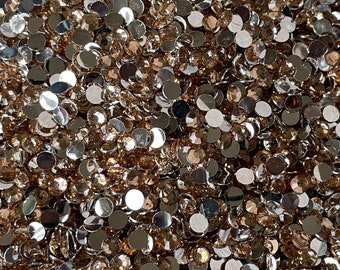 Brown Gold RHINESTONES 2mm, 3mm, 4mm, 5mm, 6mm, half round, flat back, ss6, ss10, ss16, ss20, ss30, bulk, embellishments, faceted, #1268