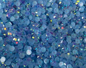 AB Blue RHINESTONES 2mm, 3mm, 4mm, 5mm, 6mm, half round, flat back, ss6, ss10, ss16, ss20, ss30, bulk, embellishments, faceted, #1273