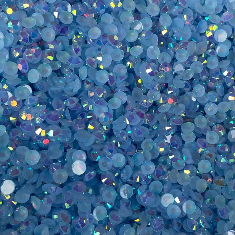 AB Blue RHINESTONES 2mm, 3mm, 4mm, 5mm, 6mm, half round, flat back, ss6, ss10, ss16, ss20, ss30, bulk, embellishments, faceted, 1273 image 1