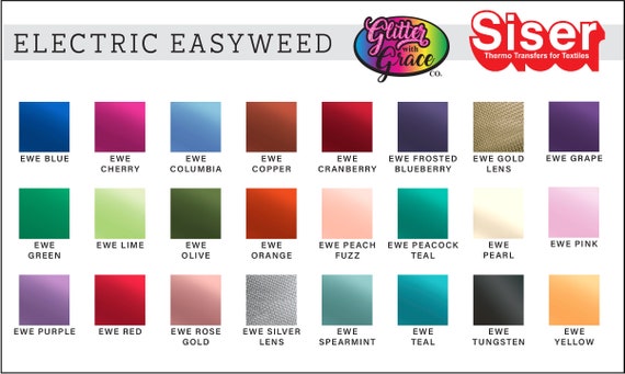 Siser ELECTRIC EasyWeed HTV 12x14.25 HTV Siser vinyl heat transfer vinyl easyweed vinyl heat press siser htv vinyl rolls iron on vinyl