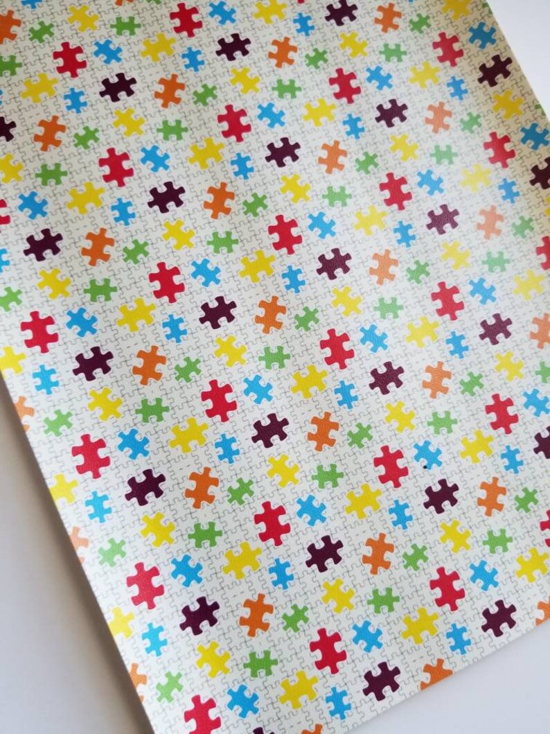 1 AUTISM AWARENESS puzzle piece fabric faux leather sheets ...