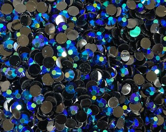 AB Blue RHINESTONES 2mm, 3mm, 4mm, 5mm, 6mm, flat back, ss6, ss10, ss16, ss20, ss30, bulk, embellishments, faceted, #1211