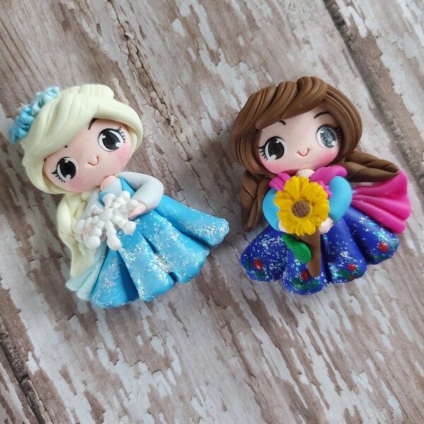 CLAYS:  COLD PRINCESS, clay doll, clay dolls, bow centerpieces, clay center for bows, bow center, Frozen, Elsa, Anna, clay princess