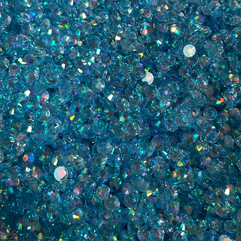 BLUE RHINESTONES 2mm, 3mm, 4mm, 5mm, 6mm, half round, flat back, ss6, ss10, ss16, ss20, ss30, bulk, embellishments, faceted, jelly, 1280 image 1