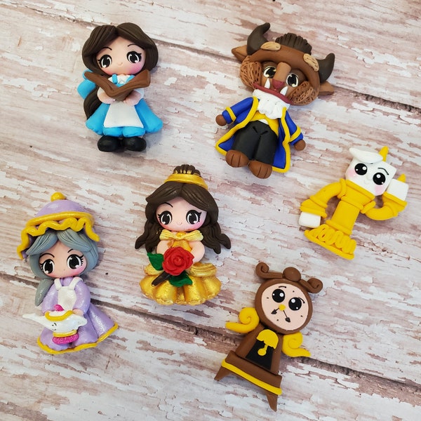 CLAYS: BEAUTIFUL PRINCESS, clay doll, clay dolls, bow centerpieces, clay center for bows, bow center, Belle, Beauty, Beast, princesses