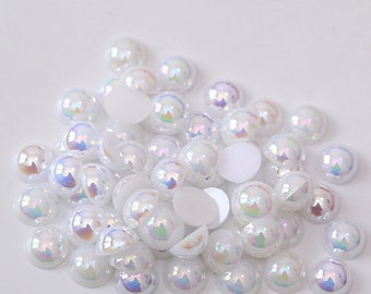 AB WHITE Pearl 2mm, 3mm, 4mm, 5mm, 6mm, half round, pearls, flat back, ss6, ss10, ss16, ss20, ss30, bulk, wholesale, embellishments