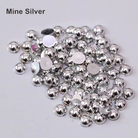 AB MINE SILVER Pearl 2mm, 3mm, 4mm, 5mm, 6mm, Half Round, Pearls, Flat  Back, Ss6, Ss10, Ss16, Ss20, Ss30, Bulk, Wholesale, Embellishments 