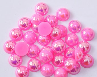 AB DK PINK Pearl 2mm, 3mm, 4mm, 5mm, 6mm, half round, pearls, flat back, ss6, ss10, ss16, ss20, ss30, bulk, wholesale, embellishments