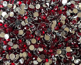 Red RHINESTONES 2mm, 3mm, 4mm, 5mm, 6mm, flat back, ss6, ss10, ss16, ss20, ss30, bulk, embellishments, faceted, burgundy, maroon,, #1246