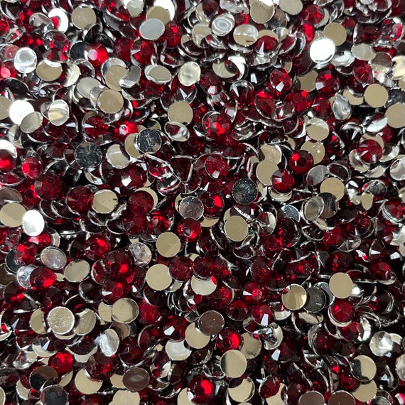 Red RHINESTONES 2mm, 3mm, 4mm, 5mm, 6mm, flat back, ss6, ss10, ss16, ss20,  ss30, bulk, embellishments, faceted, burgundy, maroon,, #1246