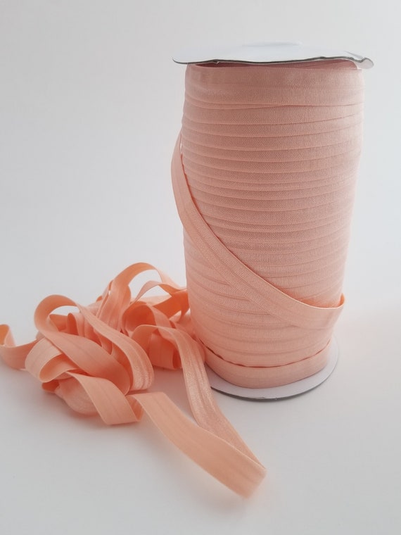 5/8 Foe, PETAL PEACH, Pink Fold Over Elastic, Hair Ties, Foldover Elastic,  Elastic Headbands, Elastic Bands, Elastic Cut by the Yard 074 