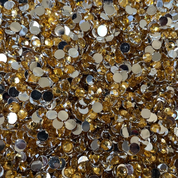 Yellow Gold RHINESTONES 2mm, 3mm, 4mm, 5mm, 6mm, flat back, ss6, ss10,  ss16, ss20, ss30, bulk, embellishments, faceted, #1225
