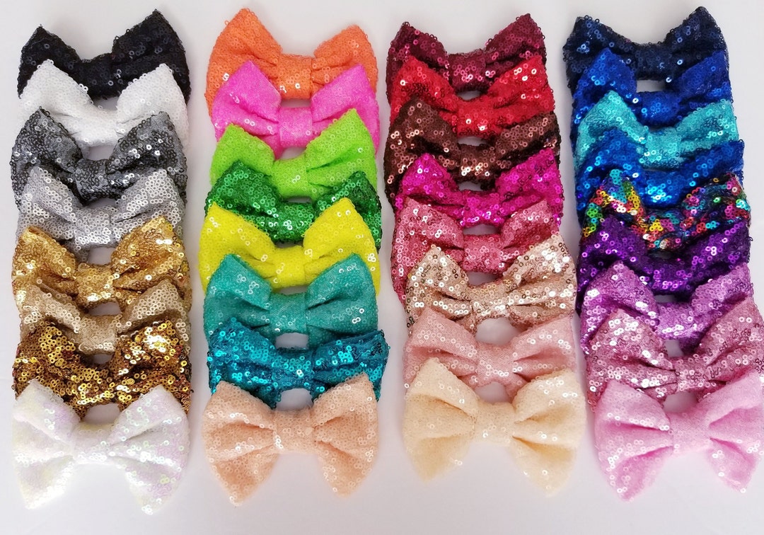 4 Inch SEQUIN HAIR BOW, Sequin Bow, Diy Bow, Diy Hair Bow, Hair Bow Supplies, Hairbow Supplies