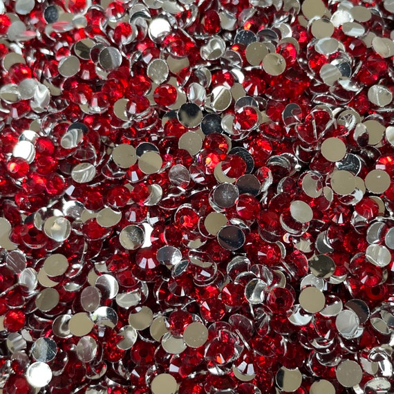 Red RHINESTONES 2mm, 3mm, 4mm, 5mm, 6mm, flat back, ss6, ss10, ss16, ss20,  ss30, bulk, embellishments, faceted, #1242