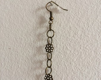 Bronze and silver vintage flower earrings