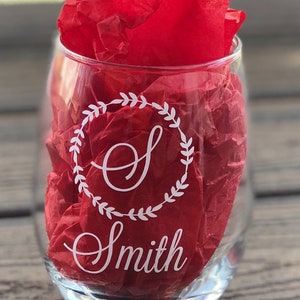 Monogram stemless wine glass, personalized stemless wine glass, monogram wine glass, personalized stemless monogram, wine glass personalized