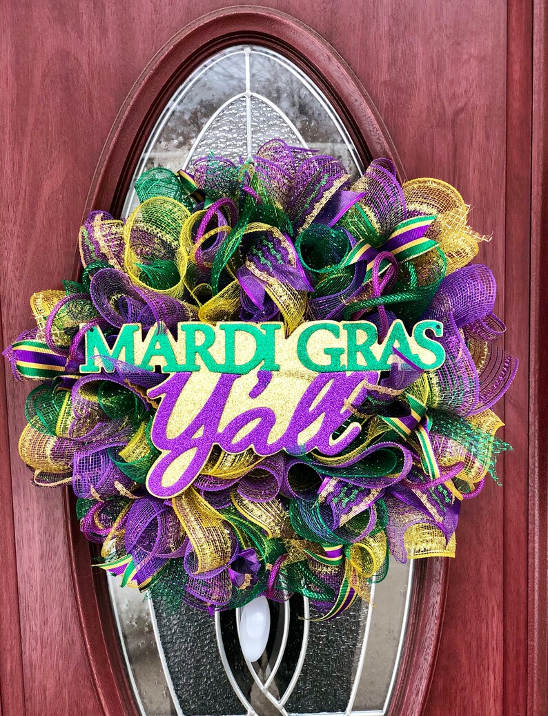Mardi Gras Wreath Mardi Gras Decor Mardi Gras Door Wreath Etsy