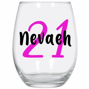 21st birthday wine glass, 21st birthday gift idea, personalized 21st birthday wine glass, gift for her, custom wine glass for him