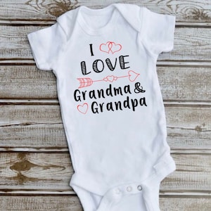 I love my grandma and grandpa shirt, I love nana and papa shirt, cute baby outfit, grandma and grandpa gift, baby shower gift, kids clothing
