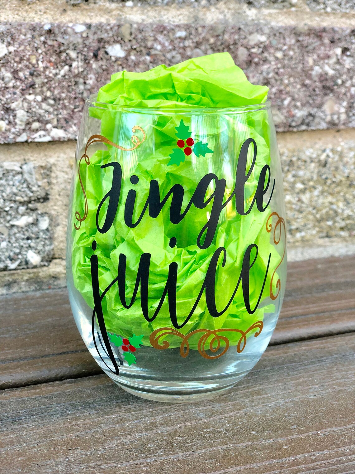 Jingle juice wine glass jingle juice custom glass Christmas Etsy